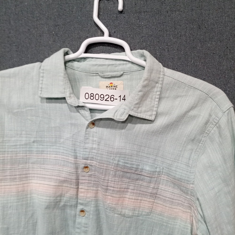 Marine Layer Mens Marge Button Down Shirt Mint Green Striped Cotton Blend 15794 - Picture 5 of 9